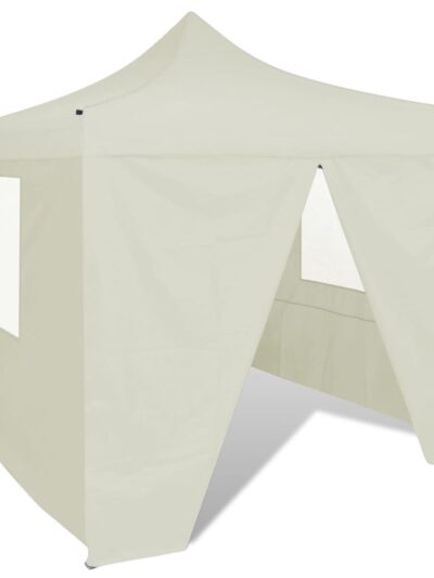 41464 Cream Foldable Tent 3 x 3 m with 4 Walls - Foisoare,Corturi si pavilioane de gradina - Decoo