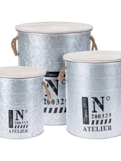 442176 H&S Collection 3 Piece Storage Box Set with Rope Zinc - Casa - Decoo