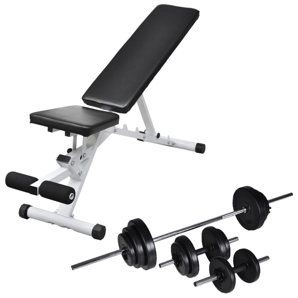 Bancă de antrenament cu set de haltere și gantere, 30,5 kg - Aparate fitness - Decoo