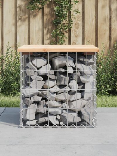 Bancă de grădină, design gabion, 43x44x42 cm, lemn masiv de pin - Banci de gradina - Decoo