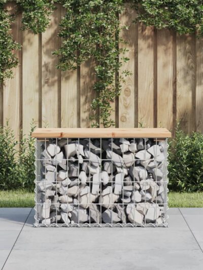 Bancă de grădină, design gabion, 63x31,5x42 cm, lemn masiv pin - Banci de gradina - Decoo