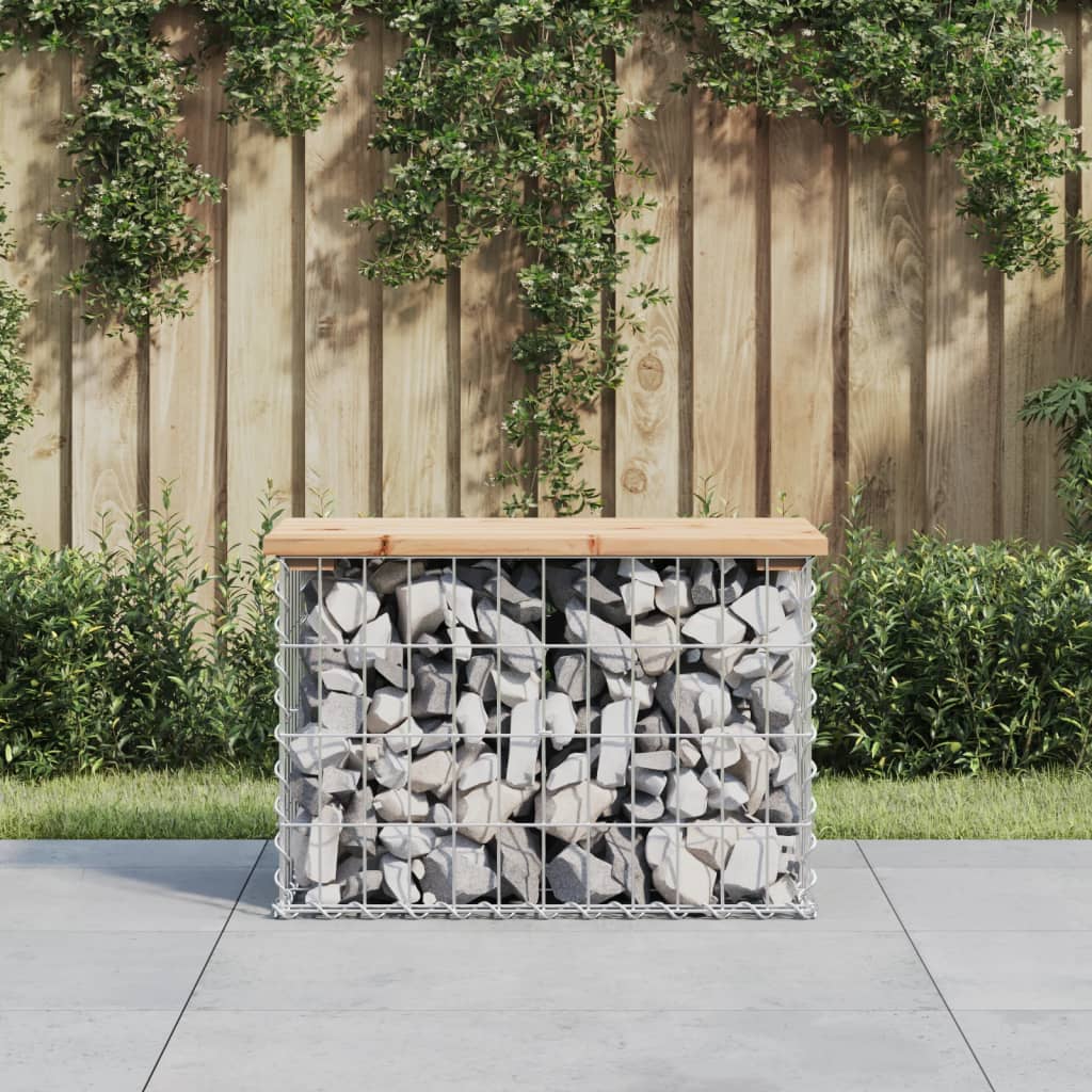 Bancă de grădină, design gabion, 63x31,5x42 cm, lemn masiv pin - Banci de gradina - Decoo