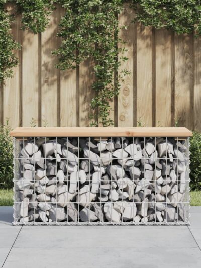 Bancă de grădină, design gabion, 83x31,5x42 cm, lemn masiv pin - Banci de gradina - Decoo