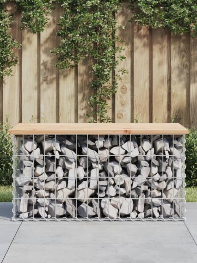 Bancă de grădină, design gabion, 83x44x42 cm, lemn masiv de pin - Banci de gradina - Decoo