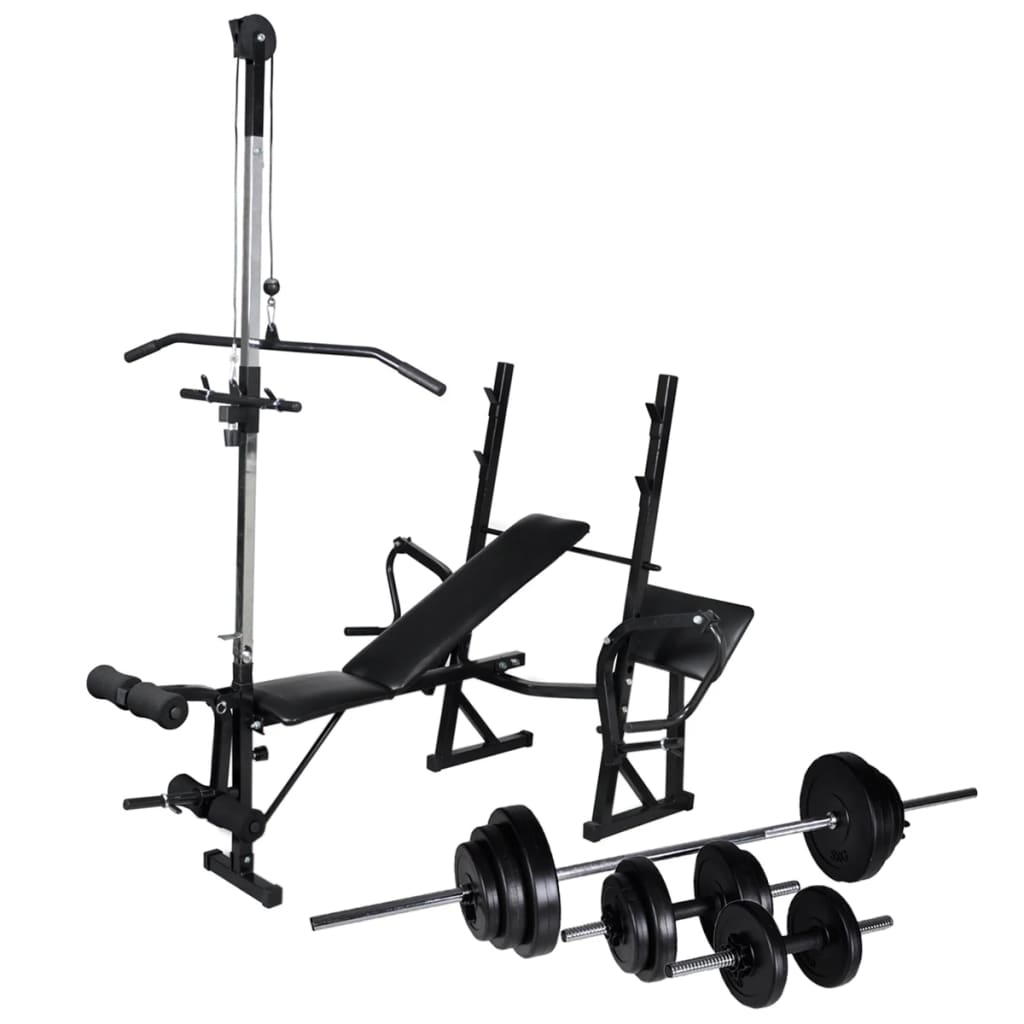 Bancă fitness cu rastel greutăți, set haltere/gantere, 30,5kg - Aparate fitness - Decoo