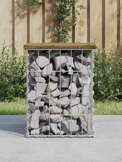 Bancă grădină, design gabion, 33x31x42 cm, lemn pin impregnat - Banci de gradina - Decoo