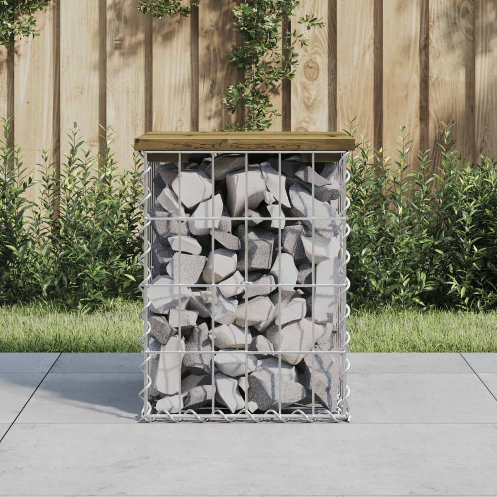 Bancă grădină, design gabion, 33x31x42 cm, lemn pin impregnat - Banci de gradina - Decoo