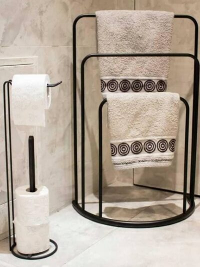 Bathroom Solutions Suport de prosoape vertical 49,5x75 cm metal negru - Accesorii baie - Decoo