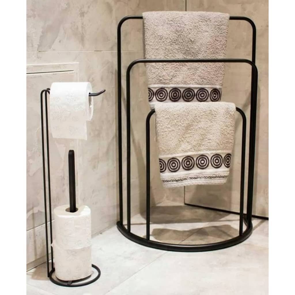 Bathroom Solutions Suport de prosoape vertical 49,5x75 cm metal negru - Accesorii baie - Decoo