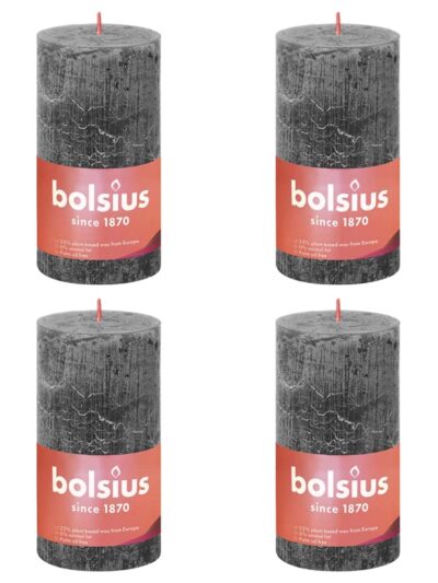 Bolsius Lumânări bloc rustice Shine, 4 buc., gri întunecat, 130x68 mm - Casa - Decoo