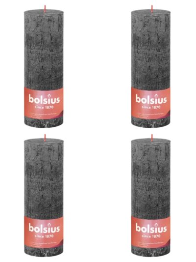 Bolsius Lumânări bloc rustice Shine, 4 buc., gri întunecat, 190x68 mm - Casa - Decoo