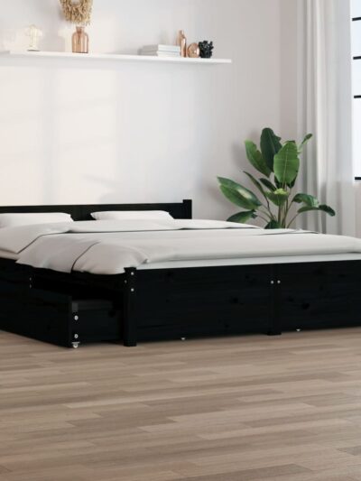 Cadru de pat cu sertare Double 4FT6, negru, 135x190 cm - Casa - Decoo