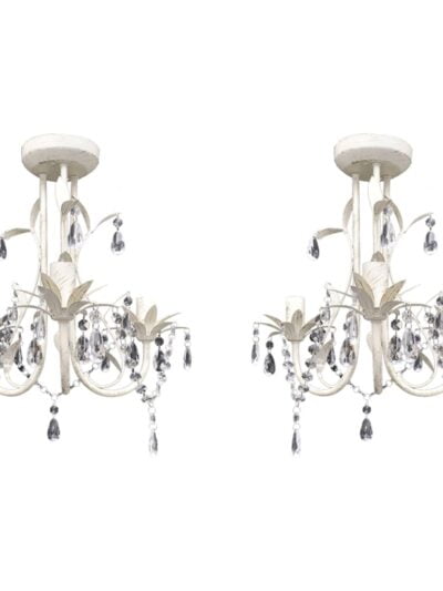 Candelabre suspendate de plafon cu cristale 2 buc. alb elegant - Accesorii corpuri de iluminat - Decoo