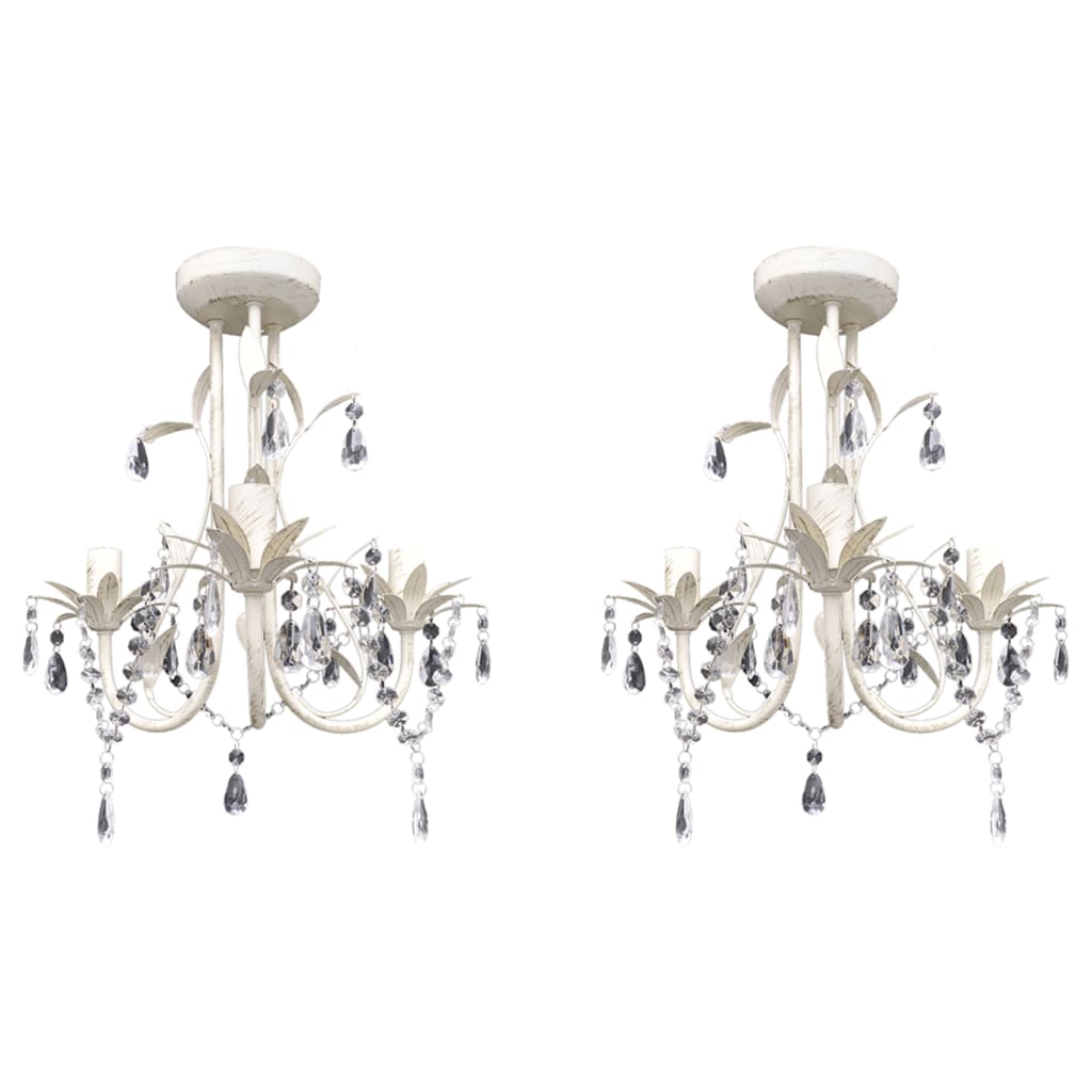 Candelabre suspendate de plafon cu cristale 2 buc. alb elegant - Accesorii corpuri de iluminat - Decoo