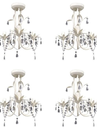 Candelabre suspendate de plafon cu cristale 4 buc. alb elegant - Accesorii corpuri de iluminat - Decoo