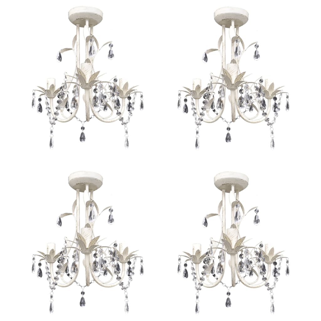 Candelabre suspendate de plafon cu cristale 4 buc. alb elegant - Accesorii corpuri de iluminat - Decoo