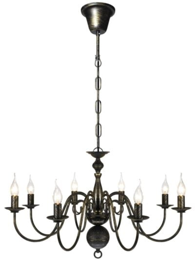 Candelabru alb de metal în stil antichizat, 8 x becuri E14 - Accesorii corpuri de iluminat - Decoo