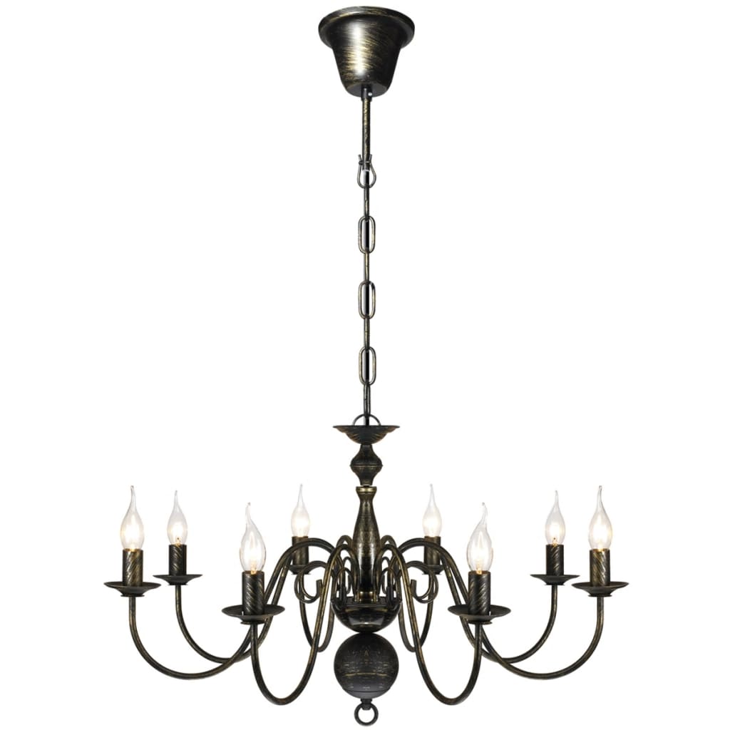 Candelabru alb de metal în stil antichizat, 8 x becuri E14 - Accesorii corpuri de iluminat - Decoo