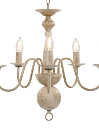 Candelabru antichizat, alb, becuri E14 x 5 - Accesorii corpuri de iluminat - Decoo