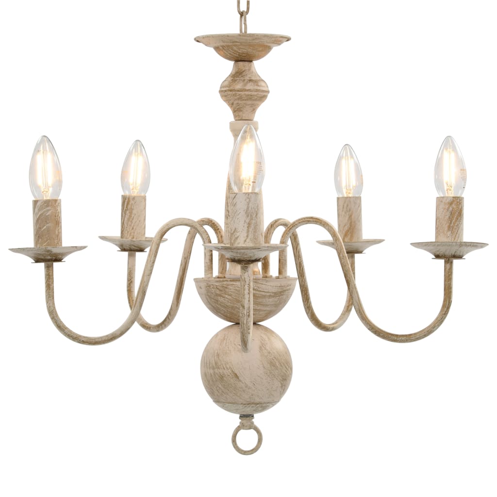 Candelabru antichizat, alb, becuri E14 x 5 - Accesorii corpuri de iluminat - Decoo