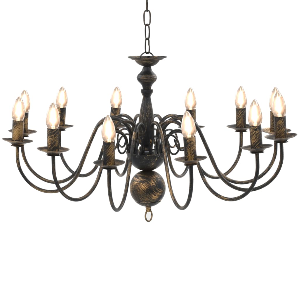 Candelabru antichizat, negru, 12 becuri E14 - Accesorii corpuri de iluminat - Decoo