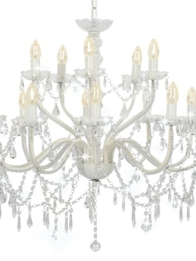 Candelabru cu 2 rânduri, alb, becuri 15 x E14 - Accesorii corpuri de iluminat - Decoo