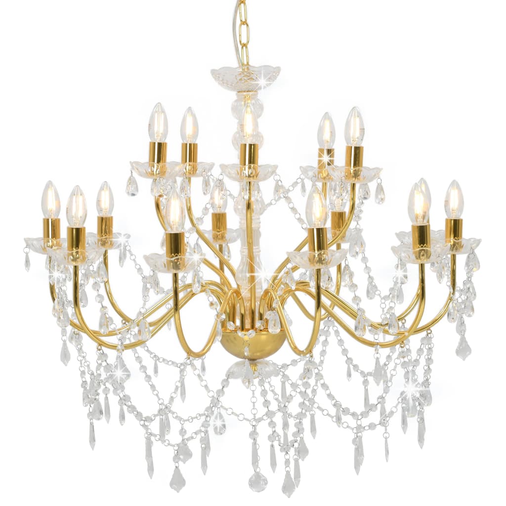 Candelabru cu 2 rânduri, auriu, becuri 15 x E14 - Accesorii corpuri de iluminat - Decoo