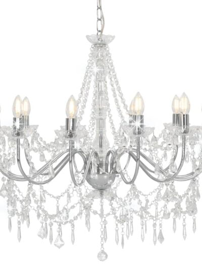 Candelabru cu mărgele, argintiu, 12 becuri x E14 - Accesorii corpuri de iluminat - Decoo