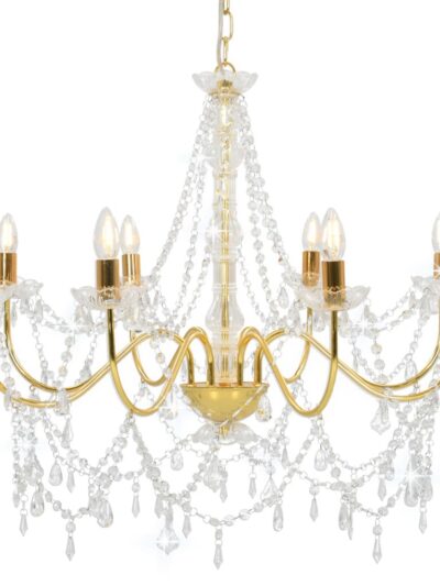 Candelabru cu mărgele, auriu, 8 becuri E14 - Accesorii corpuri de iluminat - Decoo