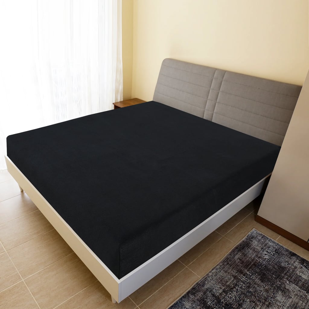 Cearșaf de pat cu elastic, 2 buc., negru, 100x200 cm, bumbac - Casa - Decoo