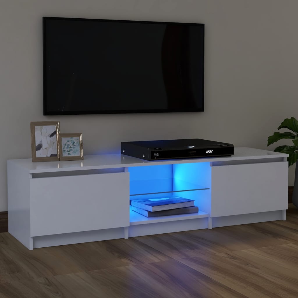 Comodă TV cu lumini LED, alb, 120x30x35,5 cm - Casa - Decoo