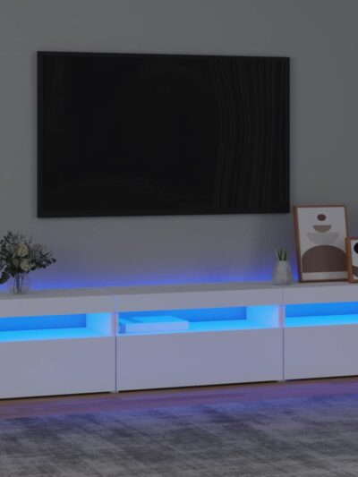 Comodă TV cu lumini LED, alb, 195x35x40 cm - Casa - Decoo