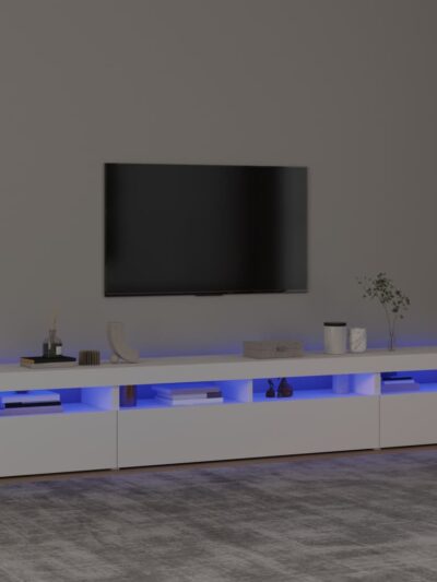 Comodă TV cu lumini LED, alb, 240x35x40 cm - Casa - Decoo