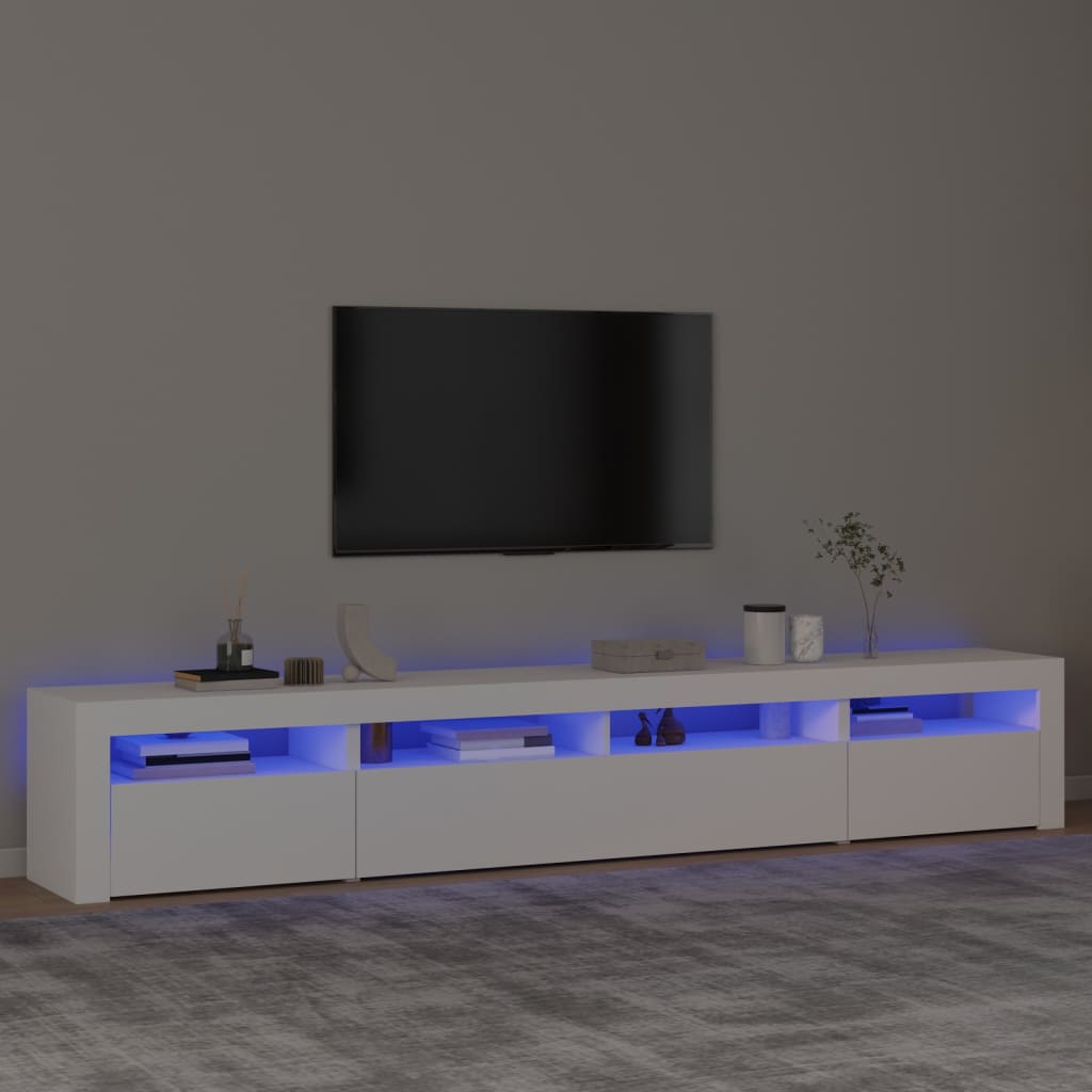 Comodă TV cu lumini LED, alb, 240x35x40 cm - Casa - Decoo