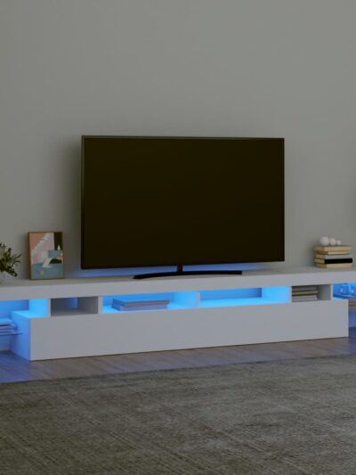 Comodă TV cu lumini LED, alb, 260x36,5x40cm - Casa - Decoo