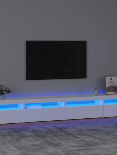 Comodă TV cu lumini LED, alb, 270x35x40 cm - Casa - Decoo