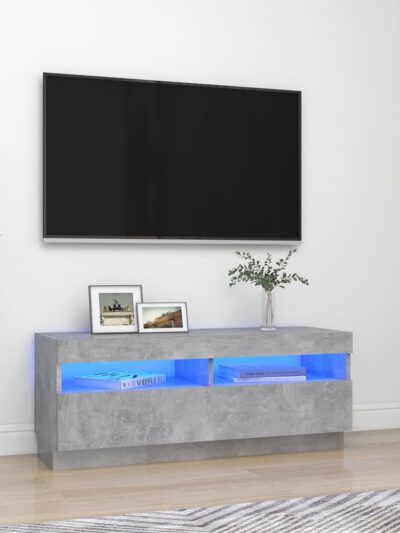 Comodă TV cu lumini LED, gri beton, 100x35x40 cm - Casa - Decoo