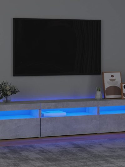 Comodă TV cu lumini LED, gri beton, 195x35x40 cm - Casa - Decoo