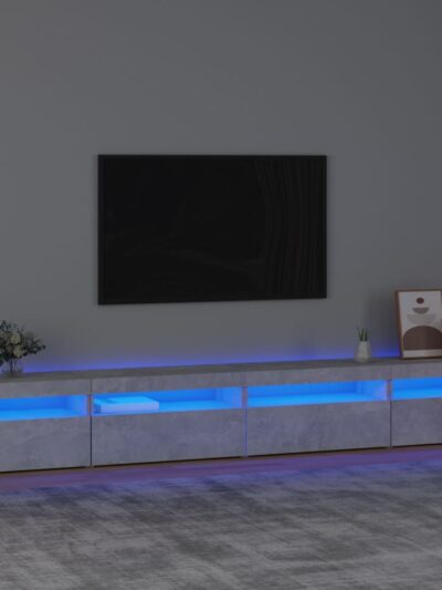 Comodă TV cu lumini LED, gri beton, 270x35x40 cm - Casa - Decoo