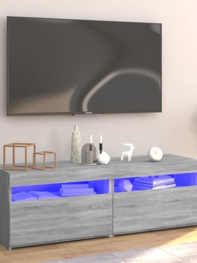 Comodă TV cu lumini LED, gri sonoma, 120x35x40 cm - Casa - Decoo