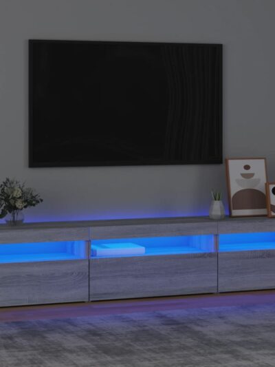 Comodă TV cu lumini LED, gri sonoma, 195x35x40 cm - Casa - Decoo