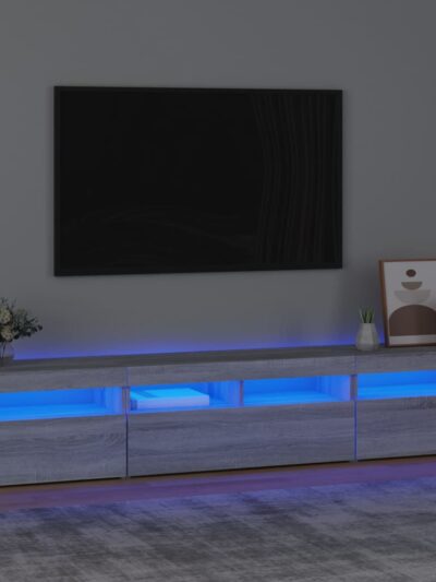 Comodă TV cu lumini LED, gri sonoma, 210x35x40 cm - Casa - Decoo