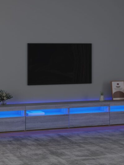 Comodă TV cu lumini LED, gri sonoma, 270x35x40 cm - Casa - Decoo