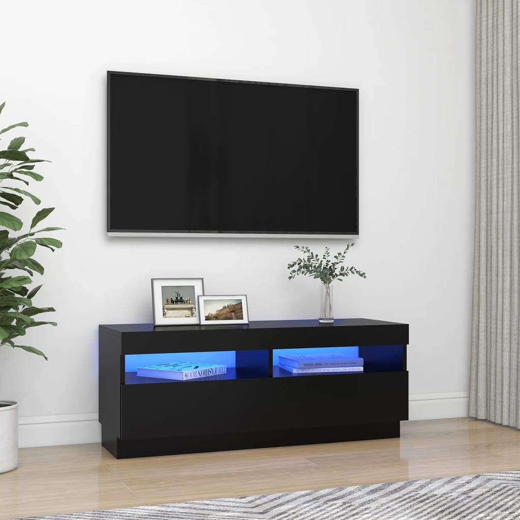 Comodă TV cu lumini LED, negru, 100x35x40 cm - Casa - Decoo