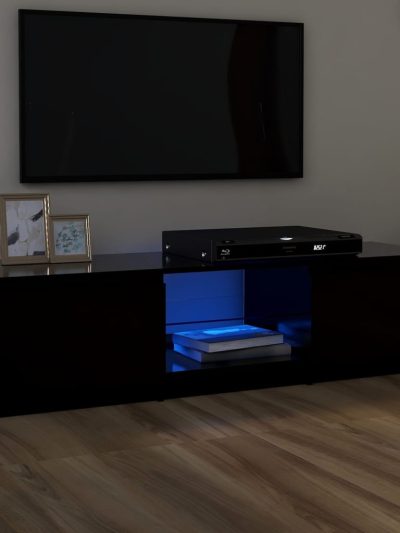 Comodă TV cu lumini LED, negru, 140x40x35,5 cm - Casa - Decoo