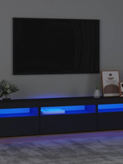 Comodă TV cu lumini LED, negru, 195x35x40 cm - Casa - Decoo