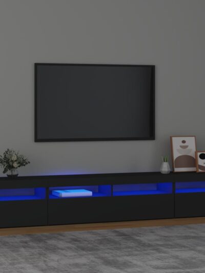 Comodă TV cu lumini LED, negru, 240x35x40cm - Casa - Decoo