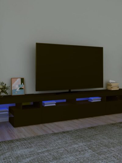 Comodă TV cu lumini LED, negru, 260x36,5x40cm - Casa - Decoo