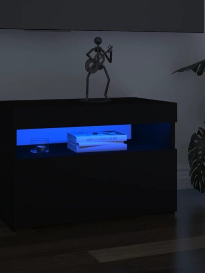 Comodă TV cu lumini LED, negru, 60x35x40 cm - Casa - Decoo