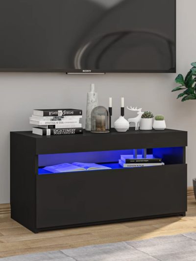 Comodă TV cu lumini LED, negru, 75x35x40 cm - Casa - Decoo